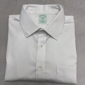 Brooks Brother Mens Slim Dress Shirt Non Iron Stretch White Long Sleeve Sz 16-35